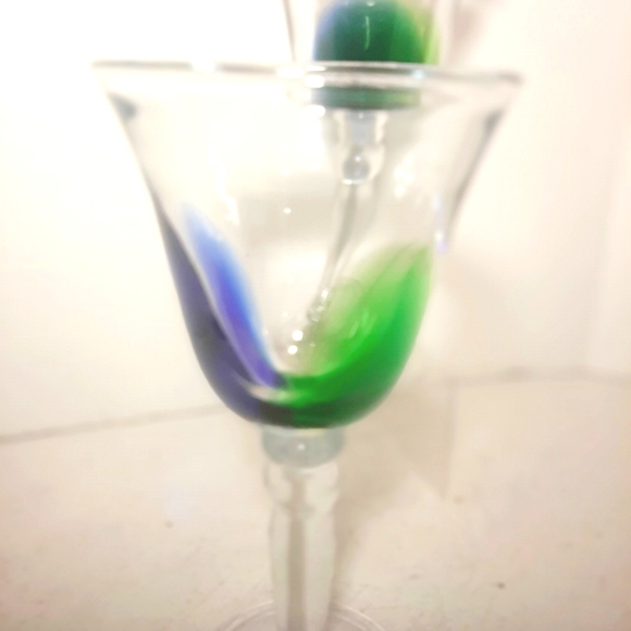 Pair of Puer 1 Cobalt Blue and Emerald Green Art Glass Gobkeys - Picture 3 of 3